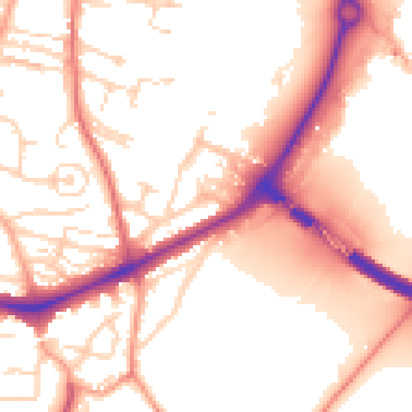 Daytime road noise heatmap for NR1 2JD