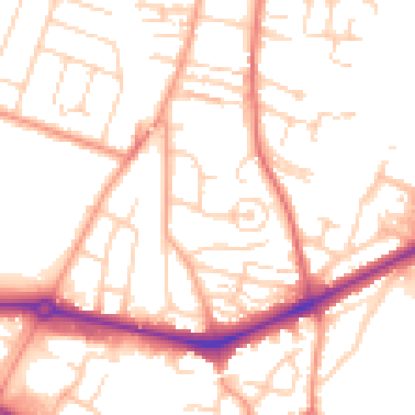 Daytime road noise heatmap for NR1 2JZ