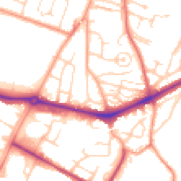 Daytime road noise heatmap for NR1 2LE