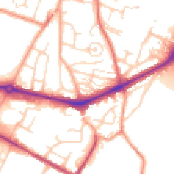 Daytime road noise heatmap for NR1 2LW