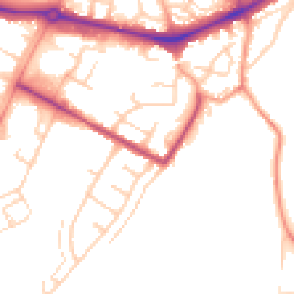 Daytime road noise heatmap for NR1 2PZ