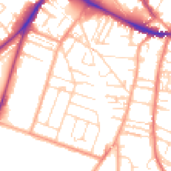 Daytime road noise heatmap for NR1 2RF