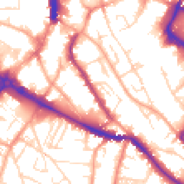 Daytime road noise heatmap for NR1 3EY