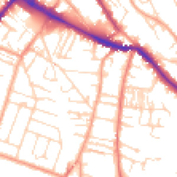 Daytime road noise heatmap for NR1 3HR