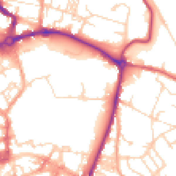Daytime road noise heatmap for NR1 4EN