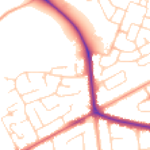 Daytime road noise heatmap for NR1 4LX