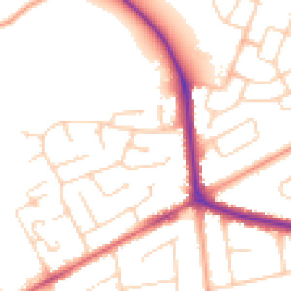 Daytime road noise heatmap for NR1 4NE