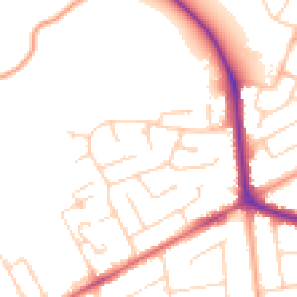 Daytime road noise heatmap for NR1 4NQ