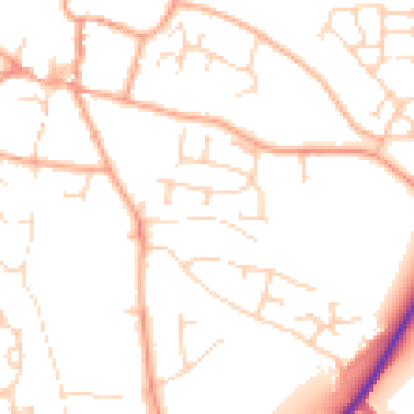 Daytime road noise heatmap for NR11 6BL