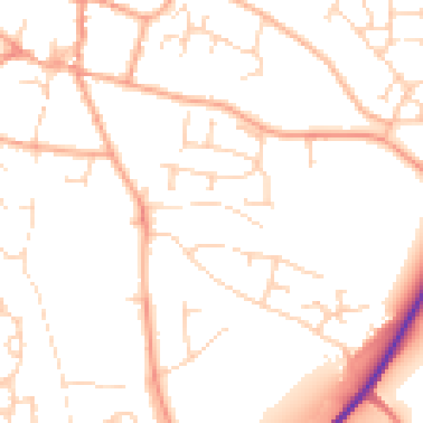 Daytime road noise heatmap for NR11 6HU