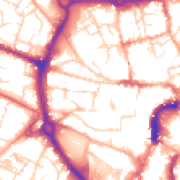 Daytime road noise heatmap for NR2 1BE