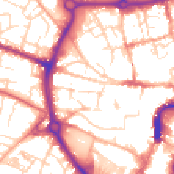 Daytime road noise heatmap for NR2 1BF