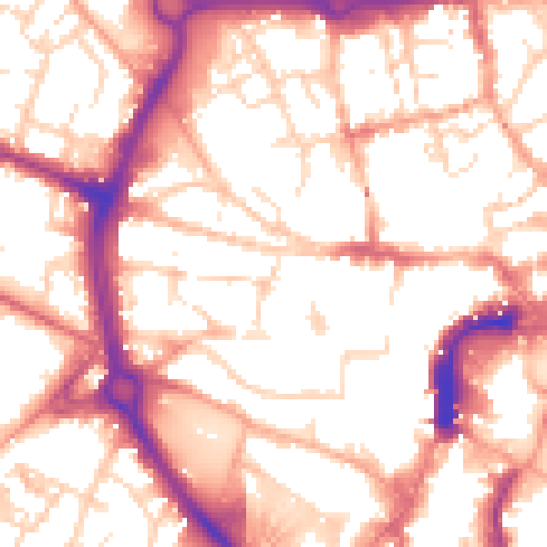 Daytime road noise heatmap for NR2 1DW