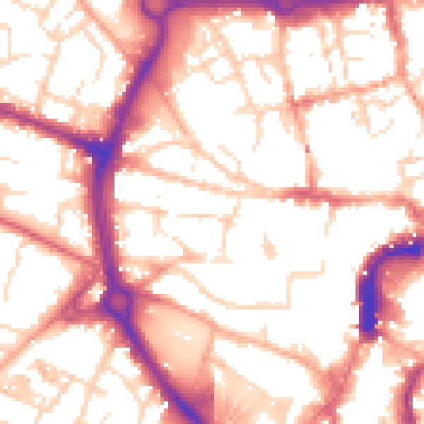 Daytime road noise heatmap for NR2 1DY