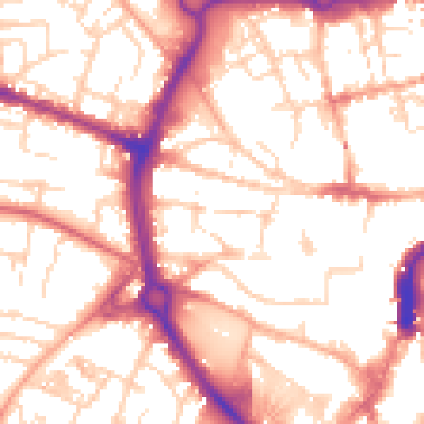 Daytime road noise heatmap for NR2 1DZ