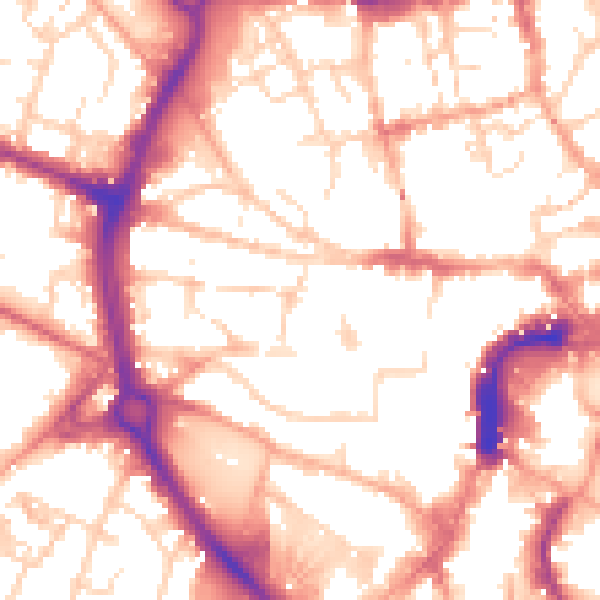 Daytime road noise heatmap for NR2 1EE