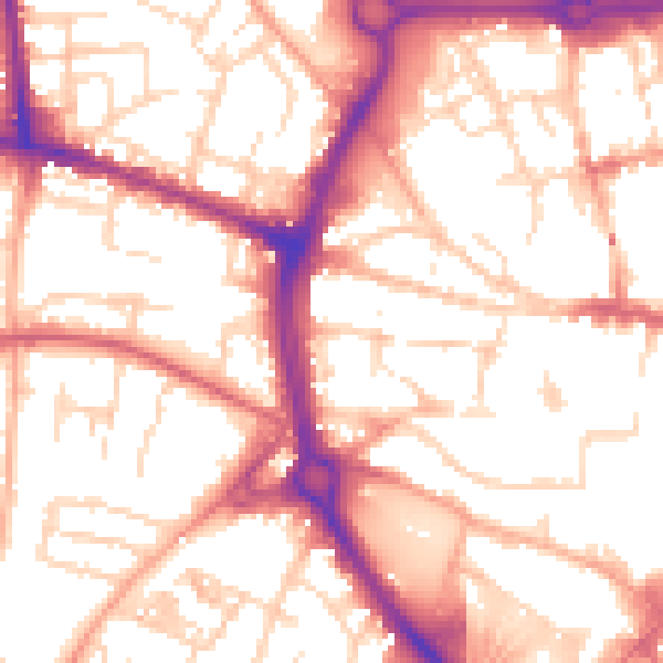 Daytime road noise heatmap for NR2 1EQ