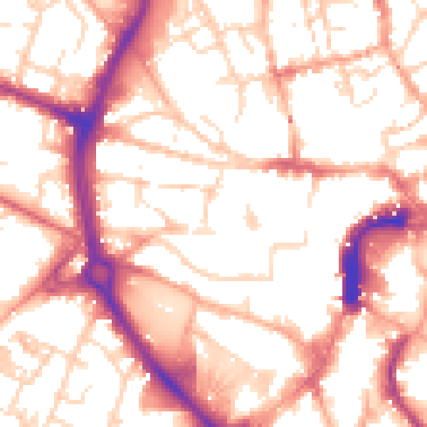 Daytime road noise heatmap for NR2 1ET