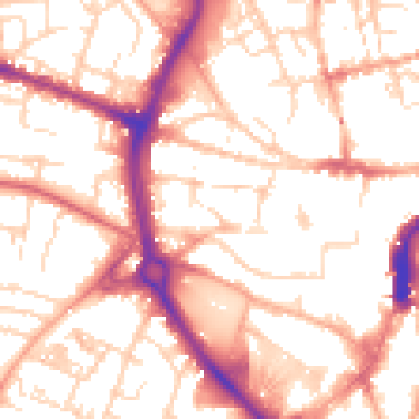 Daytime road noise heatmap for NR2 1EU