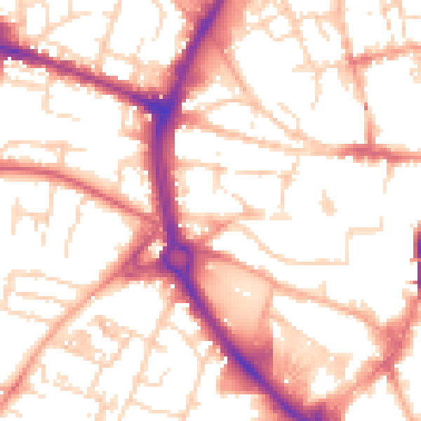 Daytime road noise heatmap for NR2 1EZ