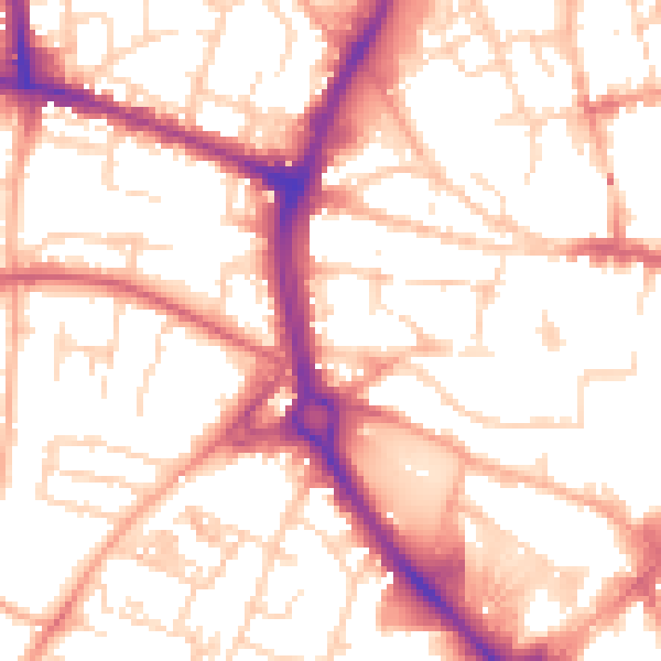 Daytime road noise heatmap for NR2 1HA