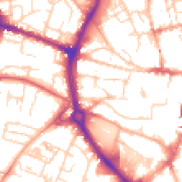 Daytime road noise heatmap for NR2 1HB