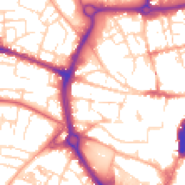 Daytime road noise heatmap for NR2 1HE