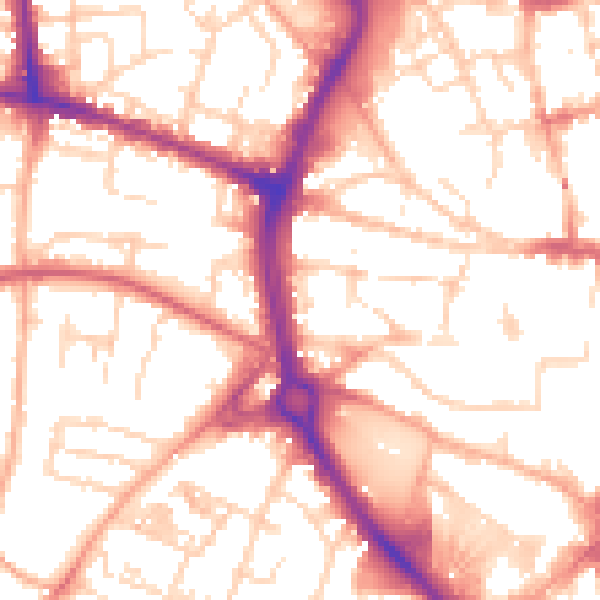 Daytime road noise heatmap for NR2 1HJ