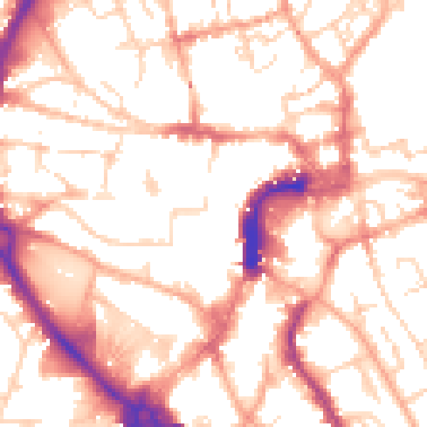 Daytime road noise heatmap for NR2 1NG