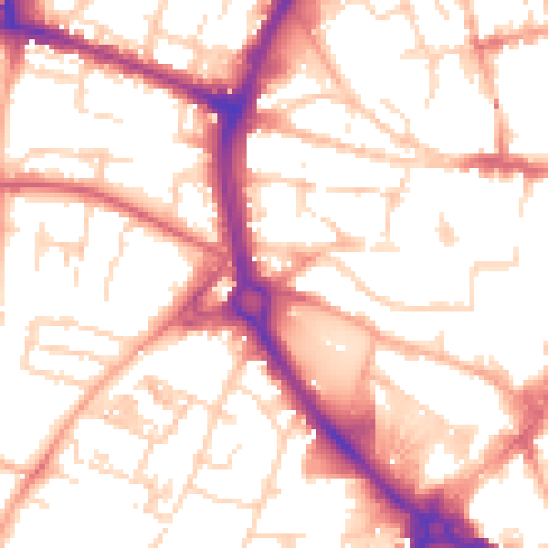 Daytime road noise heatmap for NR2 1NZ