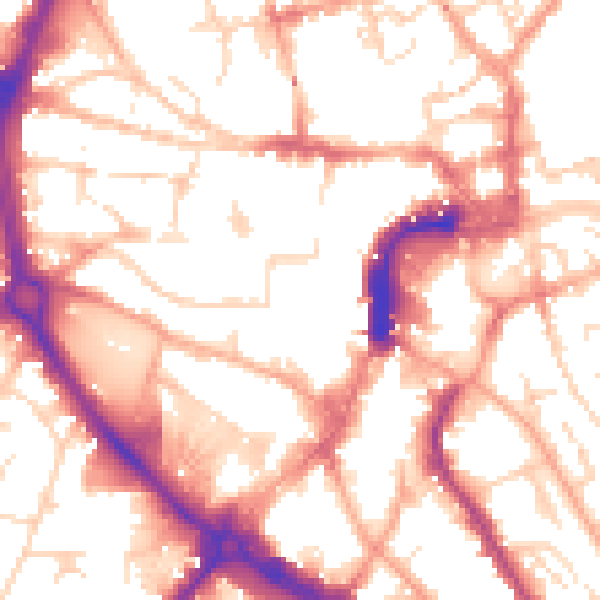 Daytime road noise heatmap for NR2 1RB