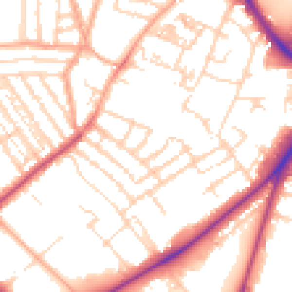 Daytime road noise heatmap for NR2 2AY