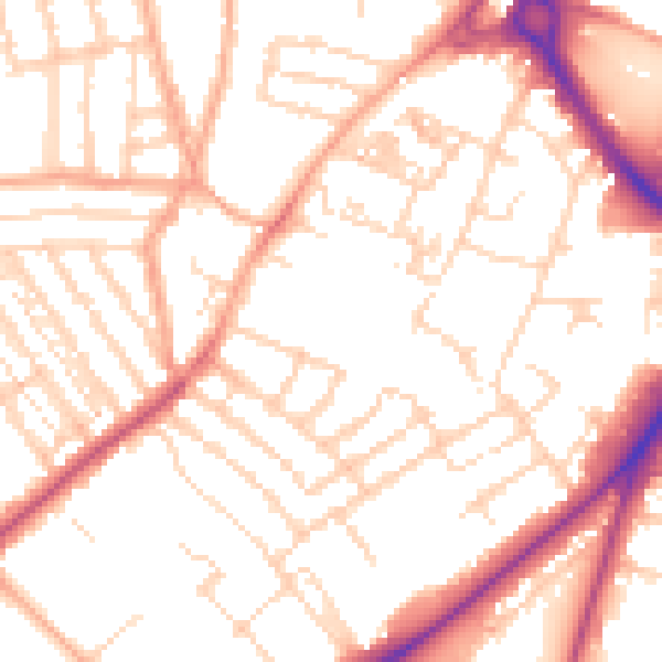 Daytime road noise heatmap for NR2 2BA