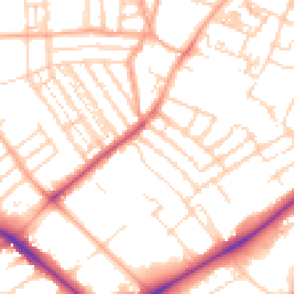 Daytime road noise heatmap for NR2 2DJ