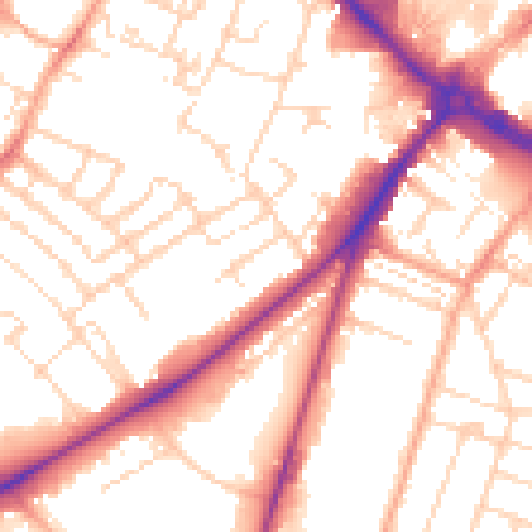 Daytime road noise heatmap for NR2 2HE