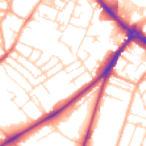Daytime road noise heatmap for NR2 2HH