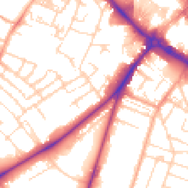 Daytime road noise heatmap for NR2 2HR