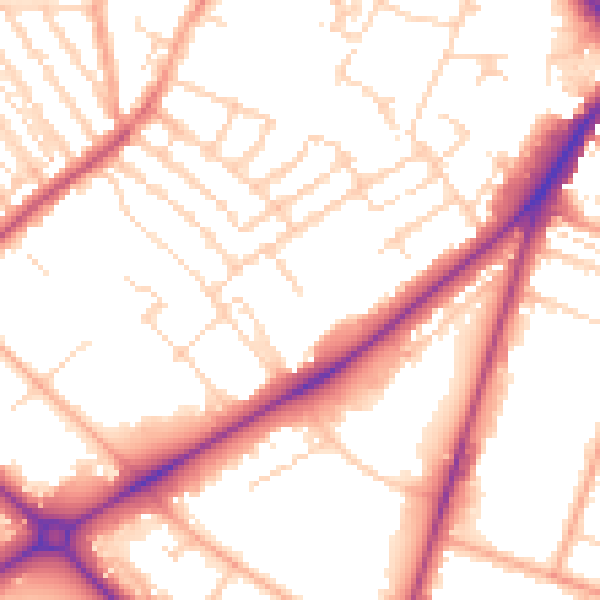 Daytime road noise heatmap for NR2 2JD