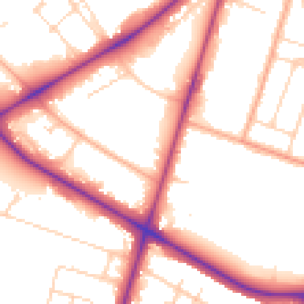 Daytime road noise heatmap for NR2 2LY