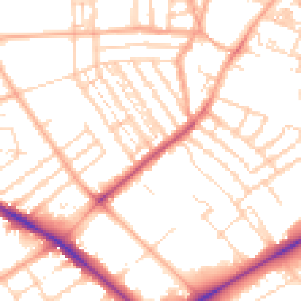 Daytime road noise heatmap for NR2 2PQ