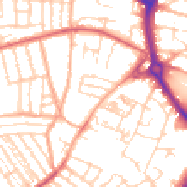 Daytime road noise heatmap for NR2 2PY