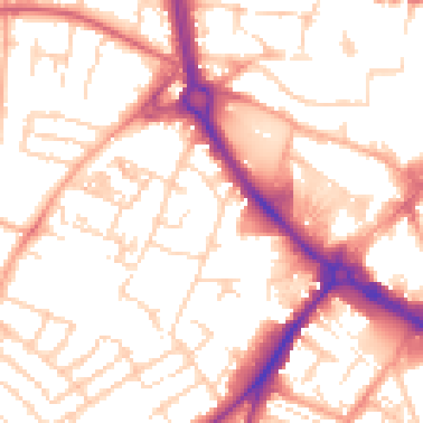 Daytime road noise heatmap for NR2 2SJ