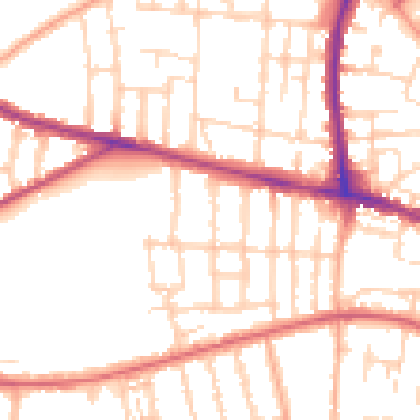 Daytime road noise heatmap for NR2 3BP