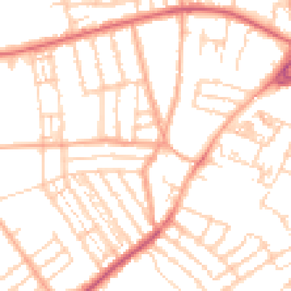 Daytime road noise heatmap for NR2 3HL