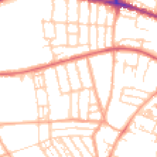 Daytime road noise heatmap for NR2 3HQ