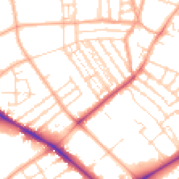 Daytime road noise heatmap for NR2 3JG