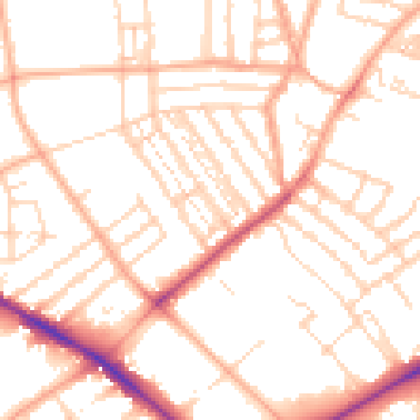 Daytime road noise heatmap for NR2 3JJ