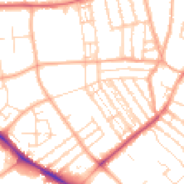 Daytime road noise heatmap for NR2 3JS
