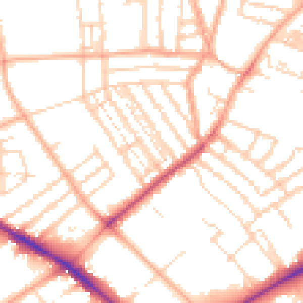 Daytime road noise heatmap for NR2 3JW