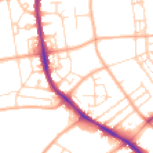 Daytime road noise heatmap for NR2 3QH